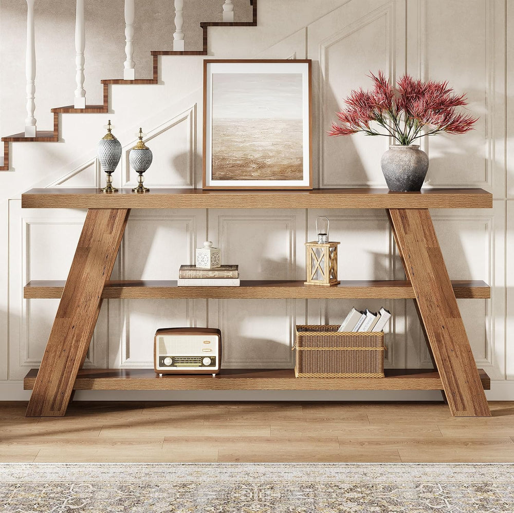 Tribesigns 70.9" Extra Long Console Table with Storage, 3-Tier Narrow Wo...