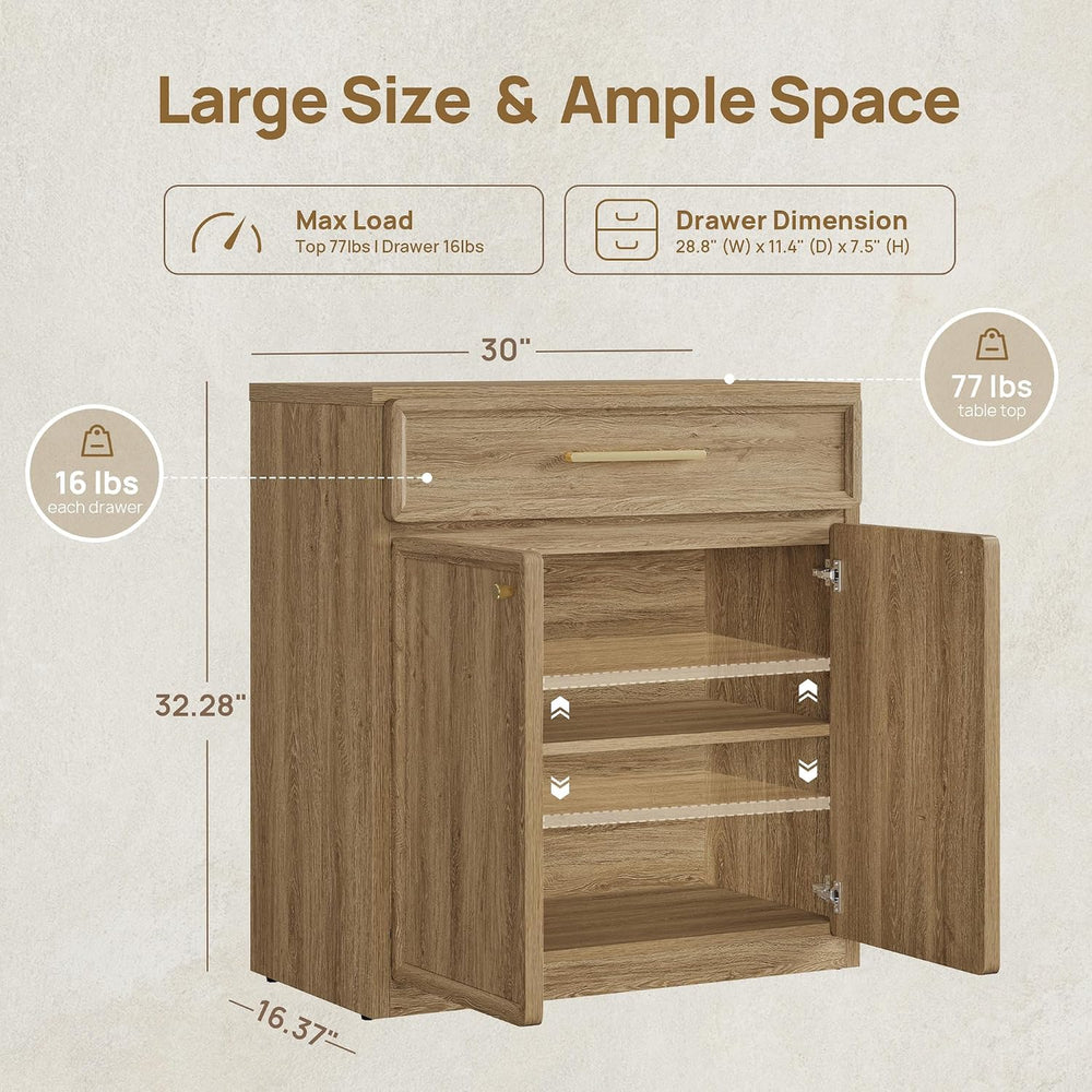 SICOTAS Buffet Cabinet with Storage Tall Modern Accent Storage Cabinet with D...
