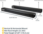 StarTech.com Vertical Cable Organizer with Finger Ducts - Vertical Cable Management Panel - Rack-Mount Cable Raceway - 40U - 6 ft (CMVER40UF)