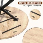 47.2" 5-Piece Round Dining Table Set for 4, Modern Wood Dining Table with 4 Upholstered Chairs, Kitchen & Dining Room Table Set with Metal Base for Apartment, Small Space, Natural Table+4 Beige Chairs