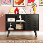 WLIVE TV Stand for 40 Inch TVs, Small Entertainment Center with Storage Cabinet, Mid-Century Modern TV Stands for Living Room and Bedroom, 32" TV Console, Black
