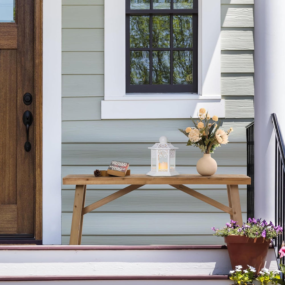 Wnutrees Sawmill Long Solid Wood Bench,43" Farmhouse Entryway Bench,Natu...