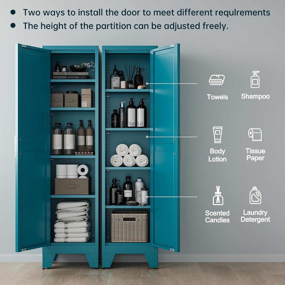Washsemba 67'' Farmhouse Metal Storage Cabinet with Barn Doors, Steel...
