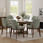 VKNOW Wooden Dining Chairs Set of 6, Upholstered Dining Room Chairs with Rubberwood Legs and Padded Seats, Kitchen Chairs for Restaurant Kitchen Living Room, Grey