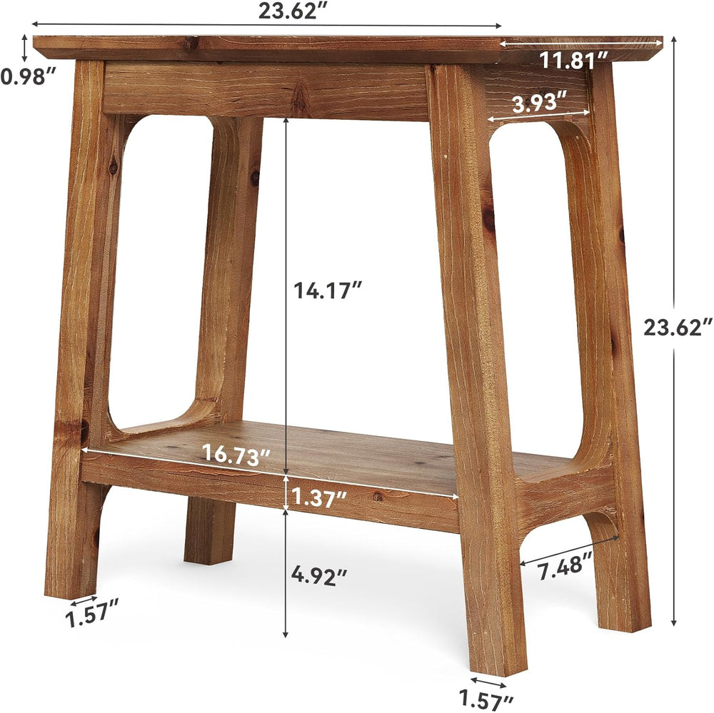 LITTLE TREE Narrow Side Table, Solid Wood Slim End Table for Small Spaces, 23...