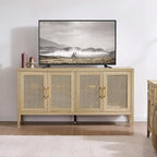 SICOTAS TV Stands for Living Room Bedroom - Farmhouse Entertainment Center TV Console with 4 Doors Cabinet, 59" Television Stands Media Console Credenza for 45 50 55 60 65 Inch TVs, Light Walnut