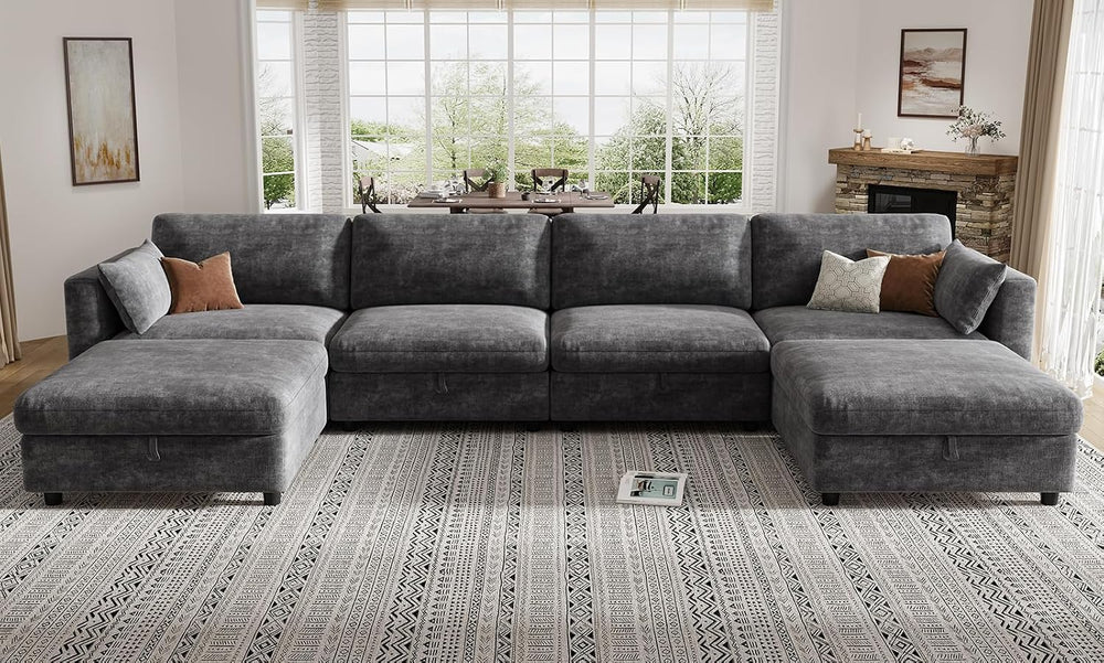 KKL Modular Sectional Couches for Living Room, U Shaped Sofa Couch with Adjus...