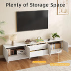 94.5" Wide Modern TV Stands for Living Room, Entertainment Center with Storage Cabinets and Drawers,Wooden TV Console with Groove Handle,Media Console for Bedroom,Dining Room,White