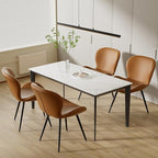 Nalupatio Dining Chairs Set of 6, Modern Dining Room Chairs Comfy Backrest Thick Upholstered Kitchen Chairs 19IN Height with Metal Legs Brwon（Pu Leather）