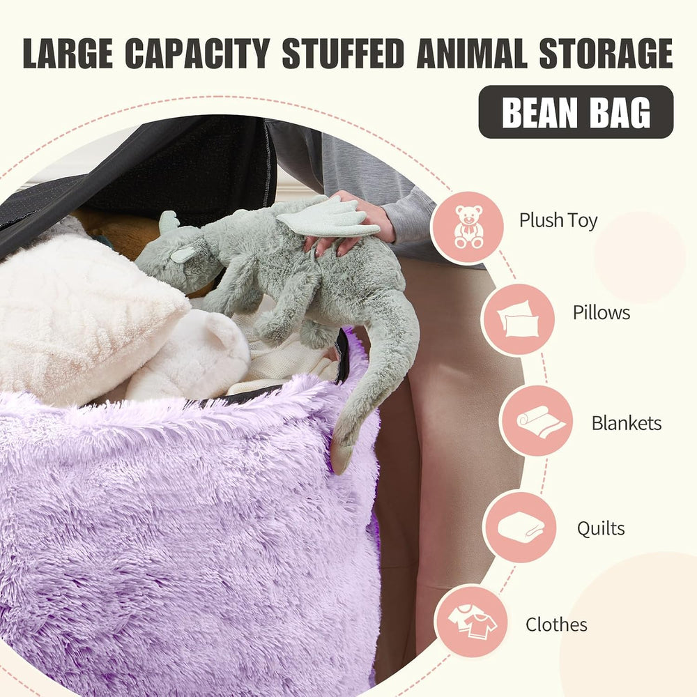 5FT Bean Bag Cover for Stuffed Animals Machine Washable, Gaming Bean Bag Chai...