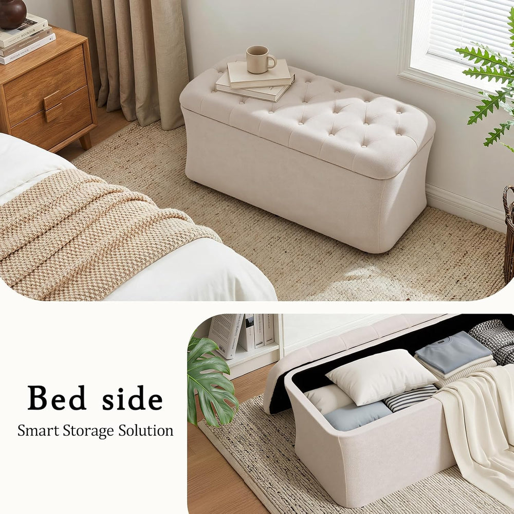 ONBRILL Storage Ottoman Bench, End of Bed Bench, 39.8 x 18.1 x 17.7 Inches Po...
