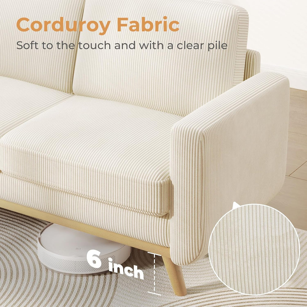 Vesgantti 68" Loveseat Sofa Beige, Comfy Corduroy Couch with Spring Cush...