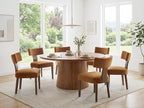 Velvet Dining Chairs Set of 6 Modern Dining Chair with Wood Legs, Upholstered Dining Chairs for Dining Room, Kitchen, Vanity, Living Room, Yellow Brown