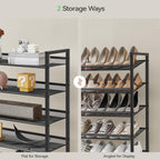 Nunsino Shoe Rack, Long Shoe Organizer,Max Holds 75 Pairs,12 Tier Metal Shoe Storage Shelf,6-Tier Stackable Shoes Organizer for Garage, Entryway,Black