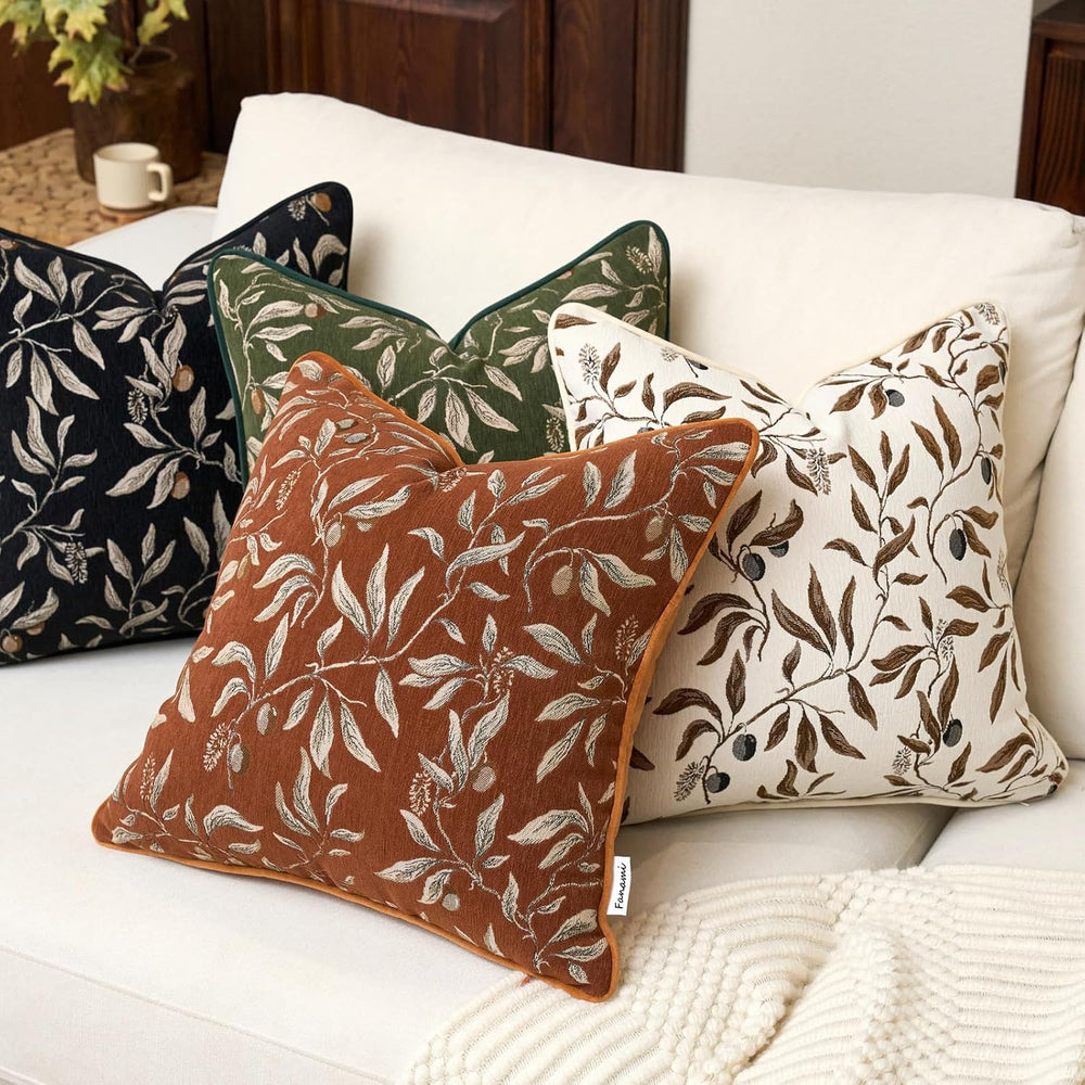 FANAMI Green Floral Throw Pillow Covers 20x20 Inch Set of 2 Vintage Farmhouse...