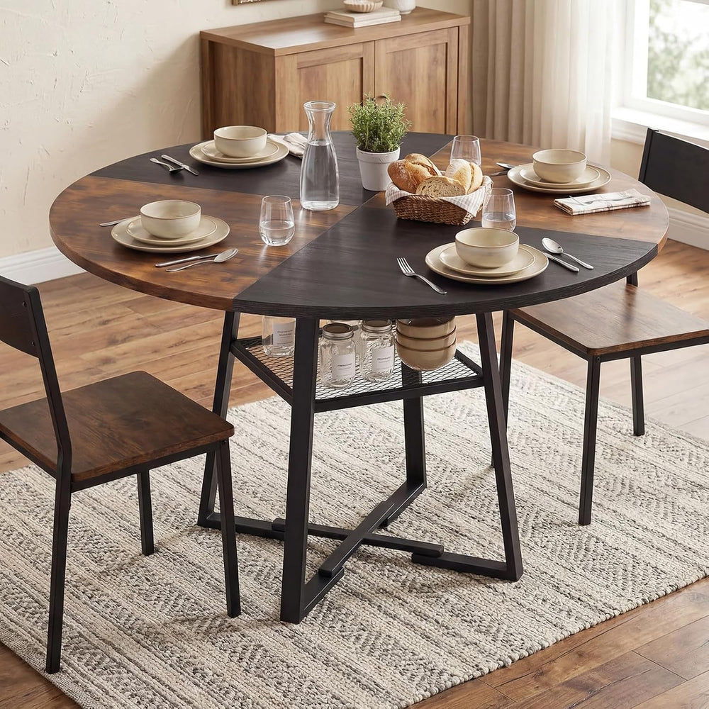 Giantex Round Dining Table for 4-6, 47.5" Circle Kitchen Table with Stor...