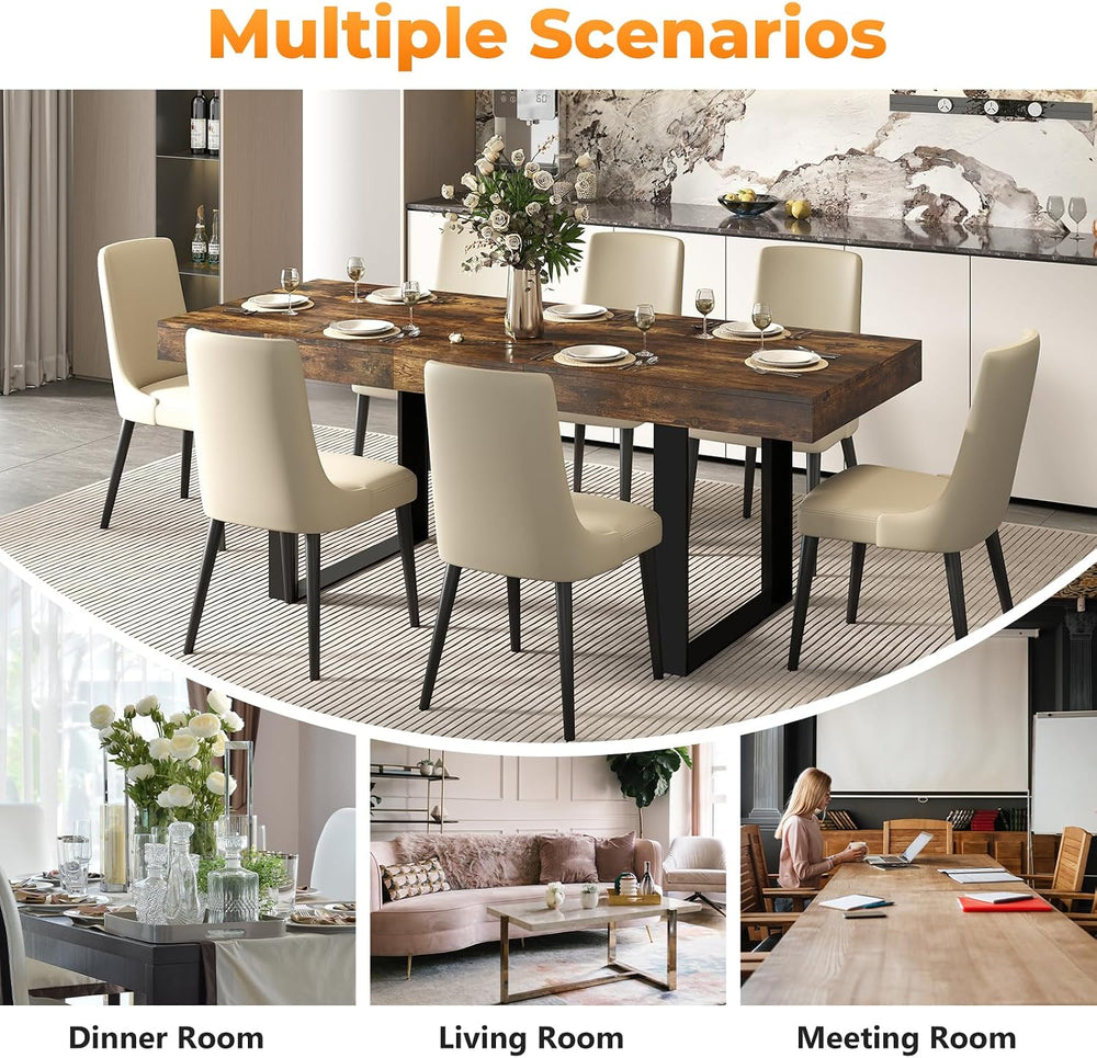 Zevemomo 63"-78.7" Rectangular Extendable Dining Table, 6-8 Extenda...