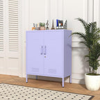 Wide Multipurpose Metal Storage Cabinet with Lockable Design & 2 Adjustable Partitions, Thickened Steel & Sturdy Construction for Home, Living Room & Office Purple 33" H X 29.5" W X 13.8" D