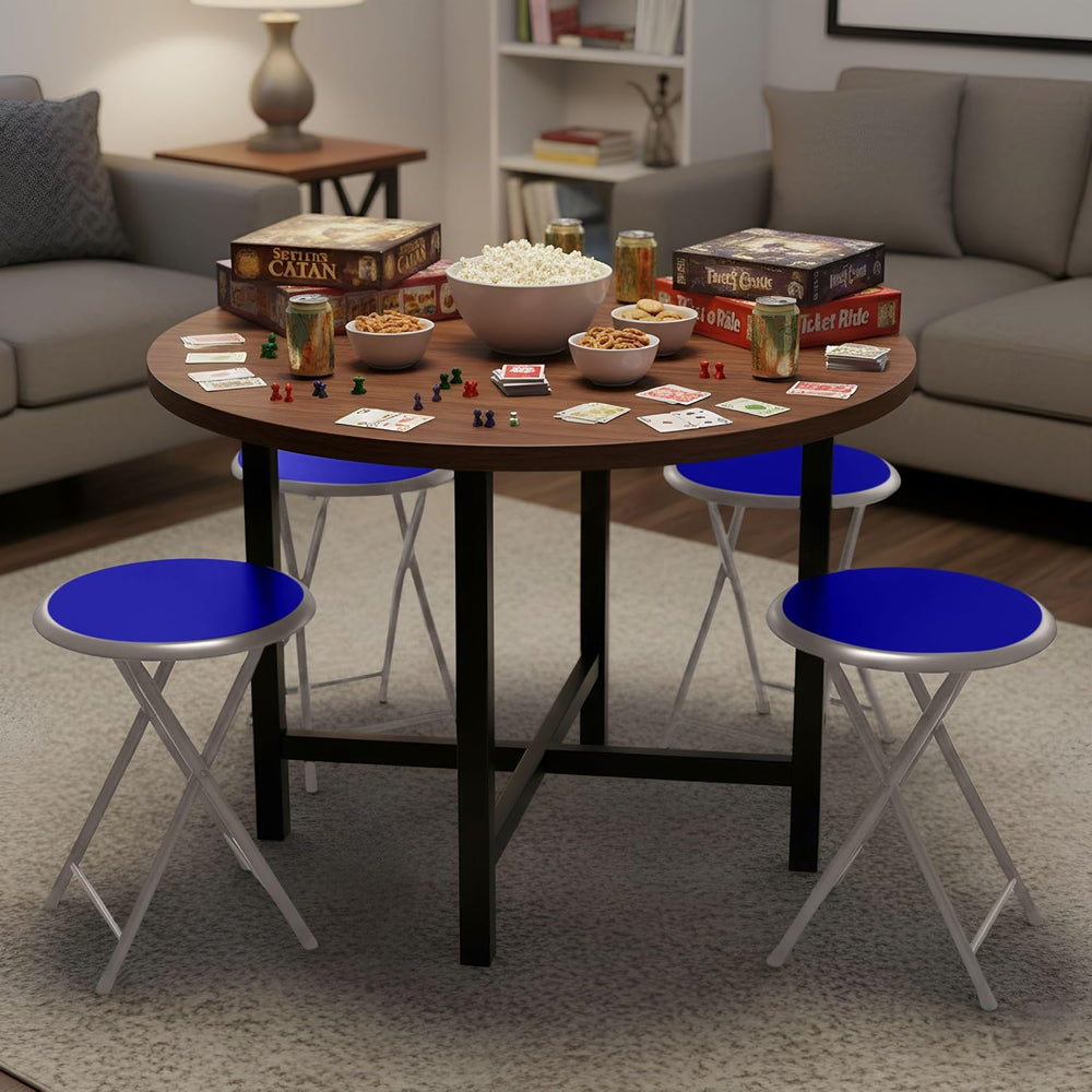 Lavish Home Portable Folding Stool with Backless Seat Set of 4, Blue, 18” | C...