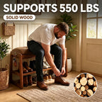 Shoe Storage Bench Shoe Rack Bench with Storage 2 Tier Wooden Shoe Rack | Solid wood shoe bench flip-top storage cushioned seat weight capacity of 550 lb side hooks walnut finish 39.4" W