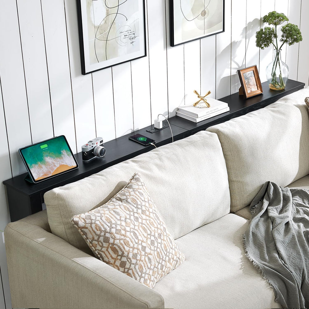 MOHOPE 78.8" Long Console Table with Power Outlets, 7.9" Narrow Sof...
