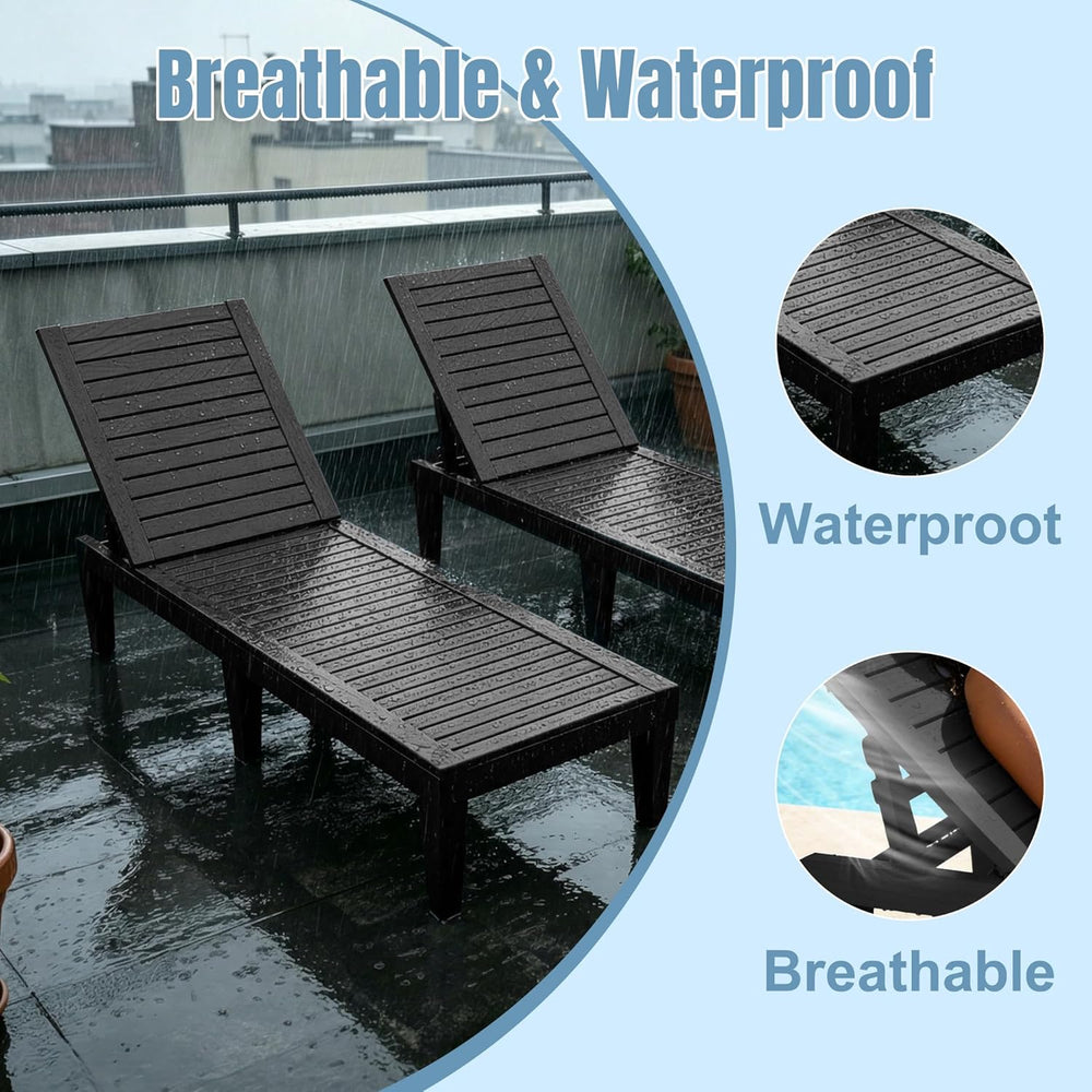 Lounge Chair Outdoor,Set of 2 All-Weather UV-Resistant & Waterproof Patio...