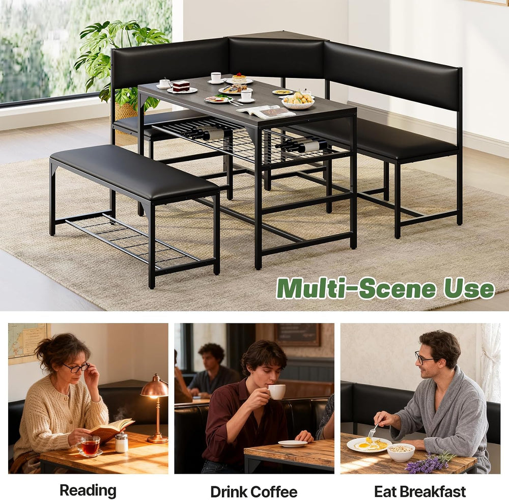 Concho Corner Dining Table Set with Soft Seat, Warm Grey | Breakfast Nook, L ...