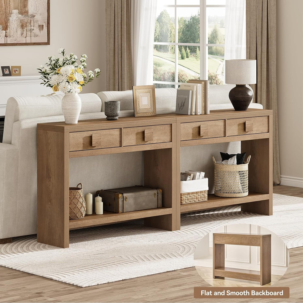 ONBRILL 40 Inch Narrow Console Table with Drawers and Open Shelves | Entryway...