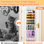 Yarn Storage Organizer, Yarn Holder Over the Door Hanging Crochet Kit Storage with 5 Zippered Compartments, Large Capacity Sewing Organizer Gifts for Knitters Needles Storage Crochet Hooks