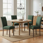 COLAMY Green Velvet Dining Chairs Set of 4 – Upholstered Kitchen & Dining Room Chairs with Nailhead Trim, Soft High-Density Cushion and Solid Wood Legs for Dining Room, Kitchen, Living Room