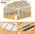 Jocisland 6x8x6.5 Ft Wooden Outdoor Storage Shed, Pre-Assembled Cedar Frame, Outdoor Shed with Lockable Door, Adjustable Roof Vents, Polycarbonate Panels for Outdoor, Garden, Backyard