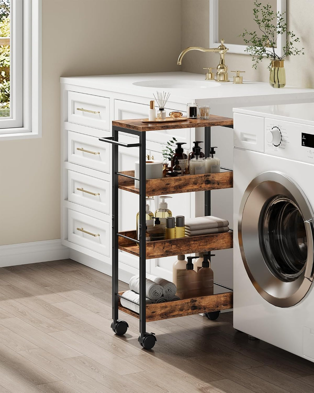 CHOEZON 4-Tier Slim Storage Cart, 9.1'' Kitchen Serving Trolley, Slim...