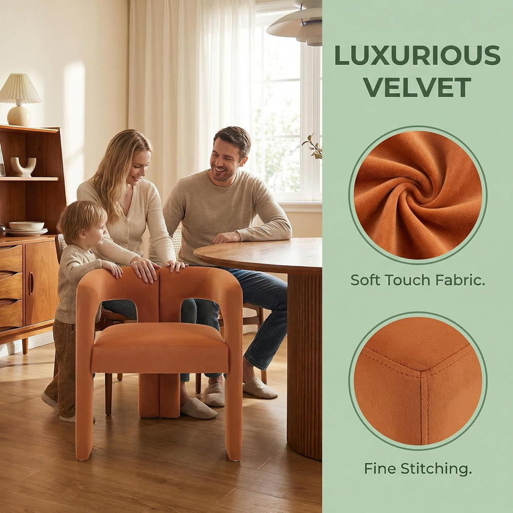VESCASA Modern Barrel Dining Chairs Set of 6 with Open Back, Orange Velvet
