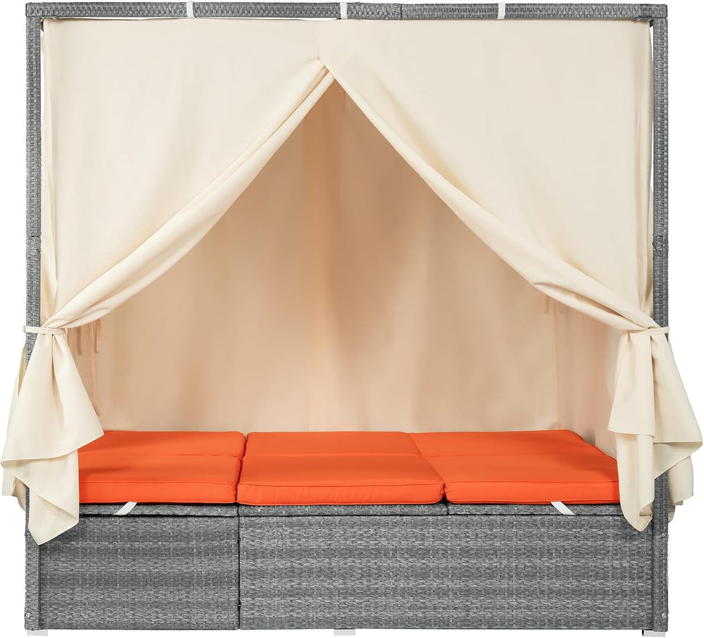 LUMISOL Outdoor Daybed with Canopy, Adjustable Outdoor Sun Lounger with Multi...