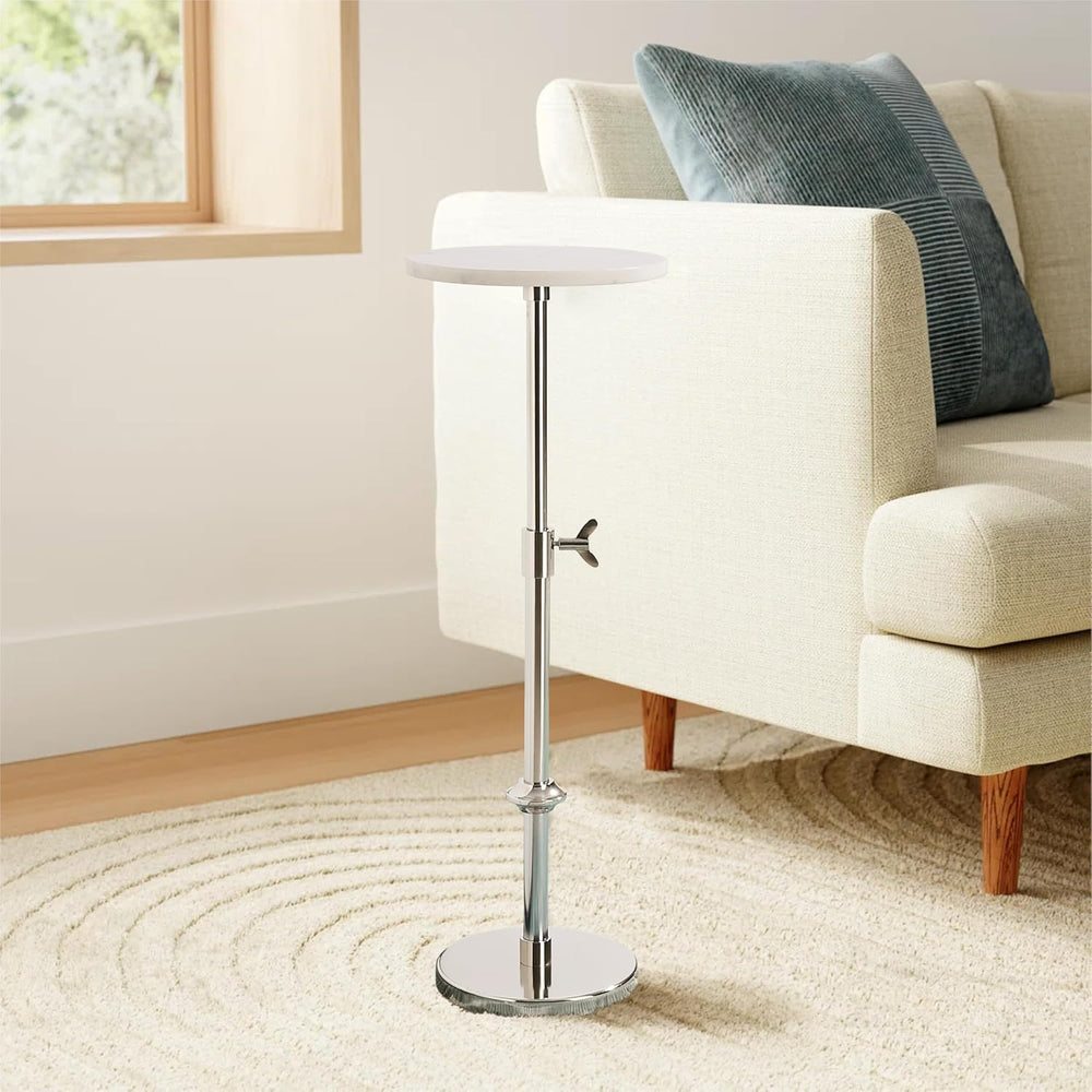 Modern Chrome Side Table Adjustable Height – Polished Chrome Finish Bedside T...