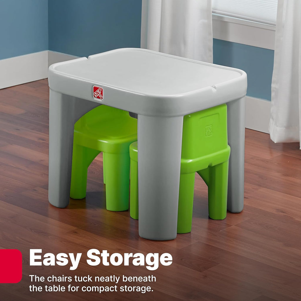 Step2 Mighty My Size Kids Table & Chair Set, Playroom Activity Table for Arts & Crafts, Made of Durable Plastic, For Toddlers 2+ Years Old, Gray & Green