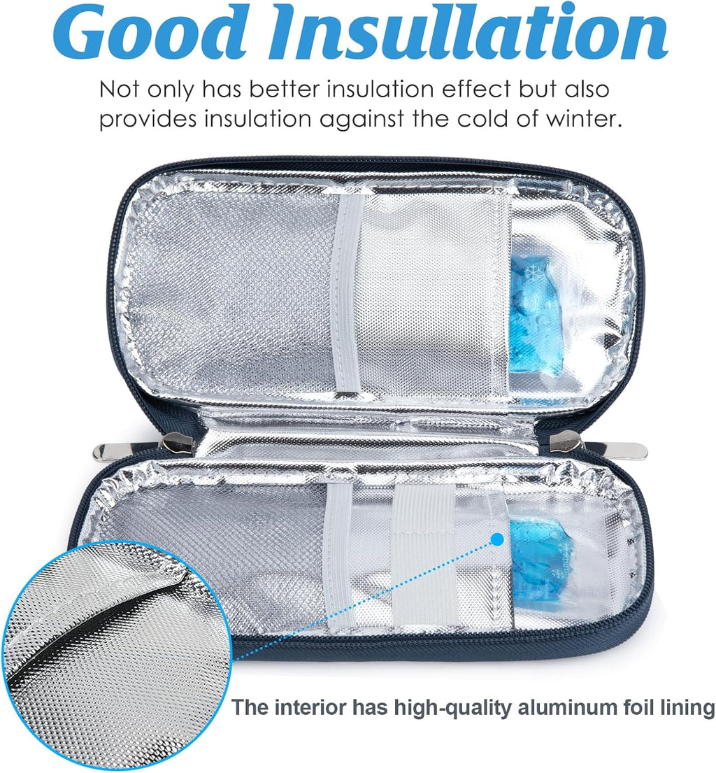 YOUSHARES Insulin Cooler Travel Case - Portable Refrigerated Medicine Case for Insulin Pen, Medication and Diabetic Supplies with 2 TSA Approved Ice Pack