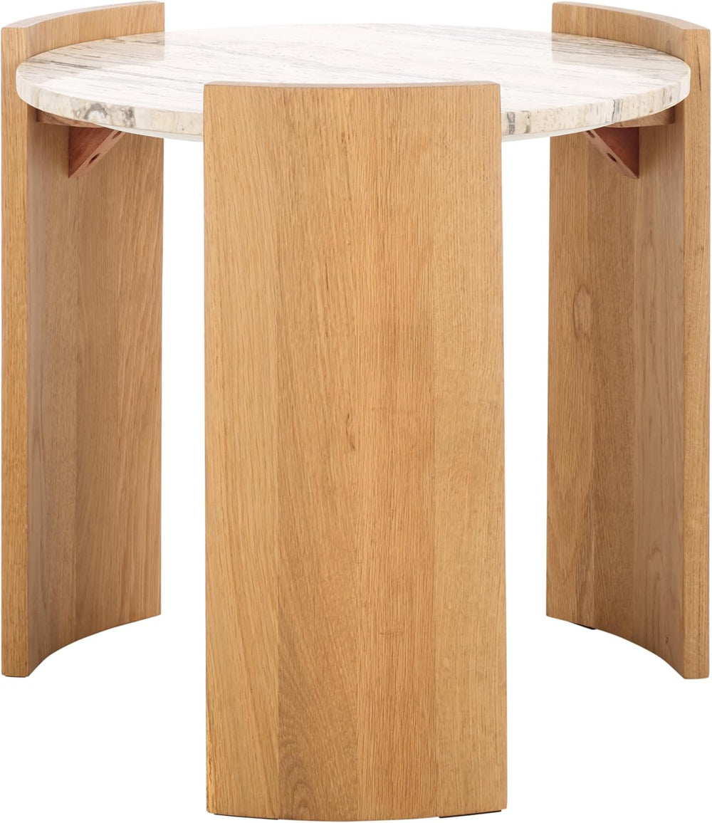 SAFAVIEH Couture Collection - Damarcus Travertine & Solid Wood Accent Tab...