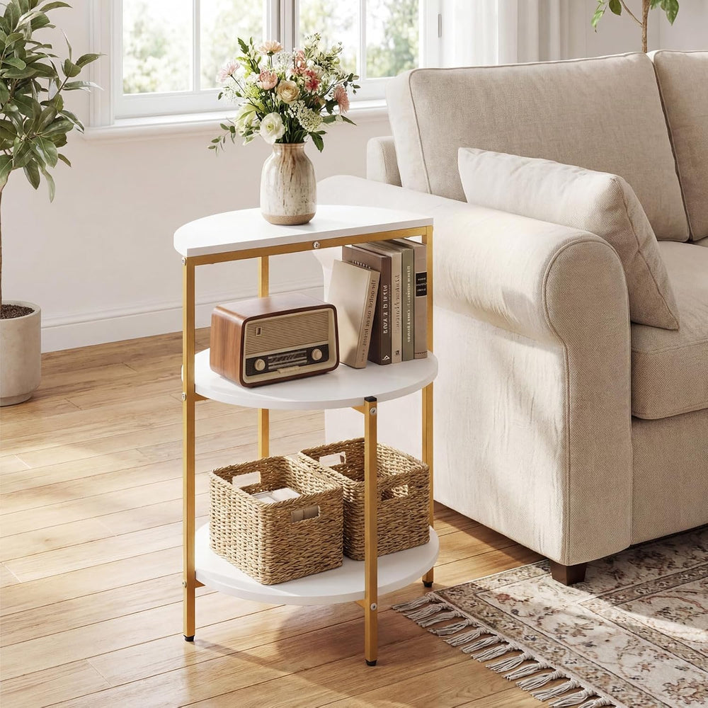 Giantex 3-Tier Round Side Table Set of 2, Wood Bedside Sofa End Table with St...