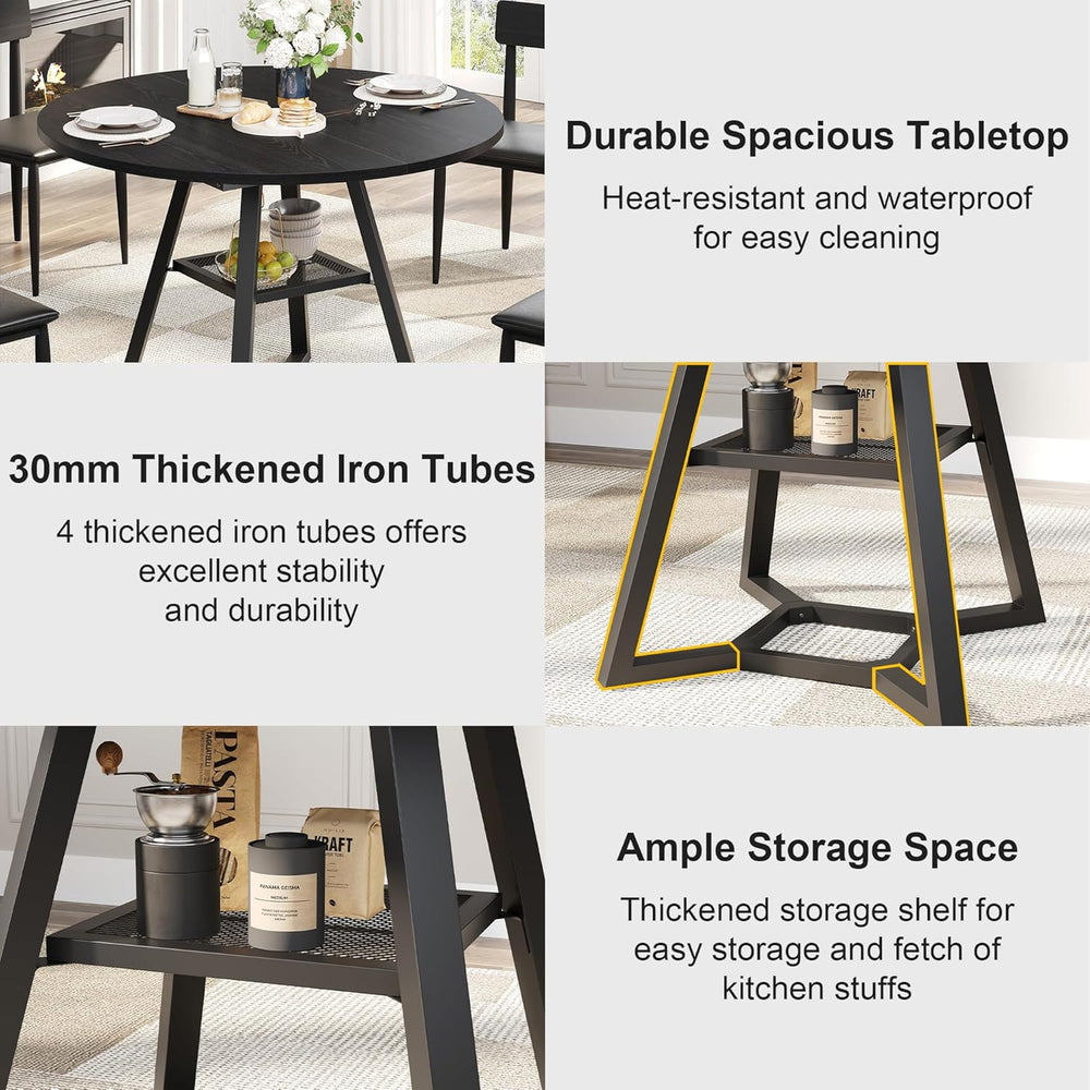 knoworld Round Dining Table for 4, Kitchen Tables Dining Room Circle Dinner T...