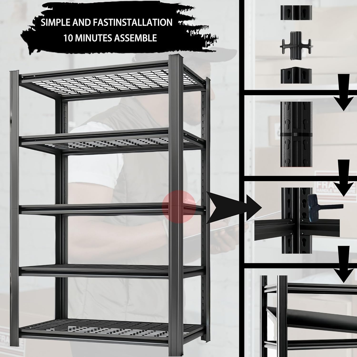 Storage Shelving Unit Height Heavy Duty Garage Shelves Metal Utility Rack for Kitchen Pantry Basement Pantry Warehouse Laundry Black 72" H x 36" W x 16.1" D