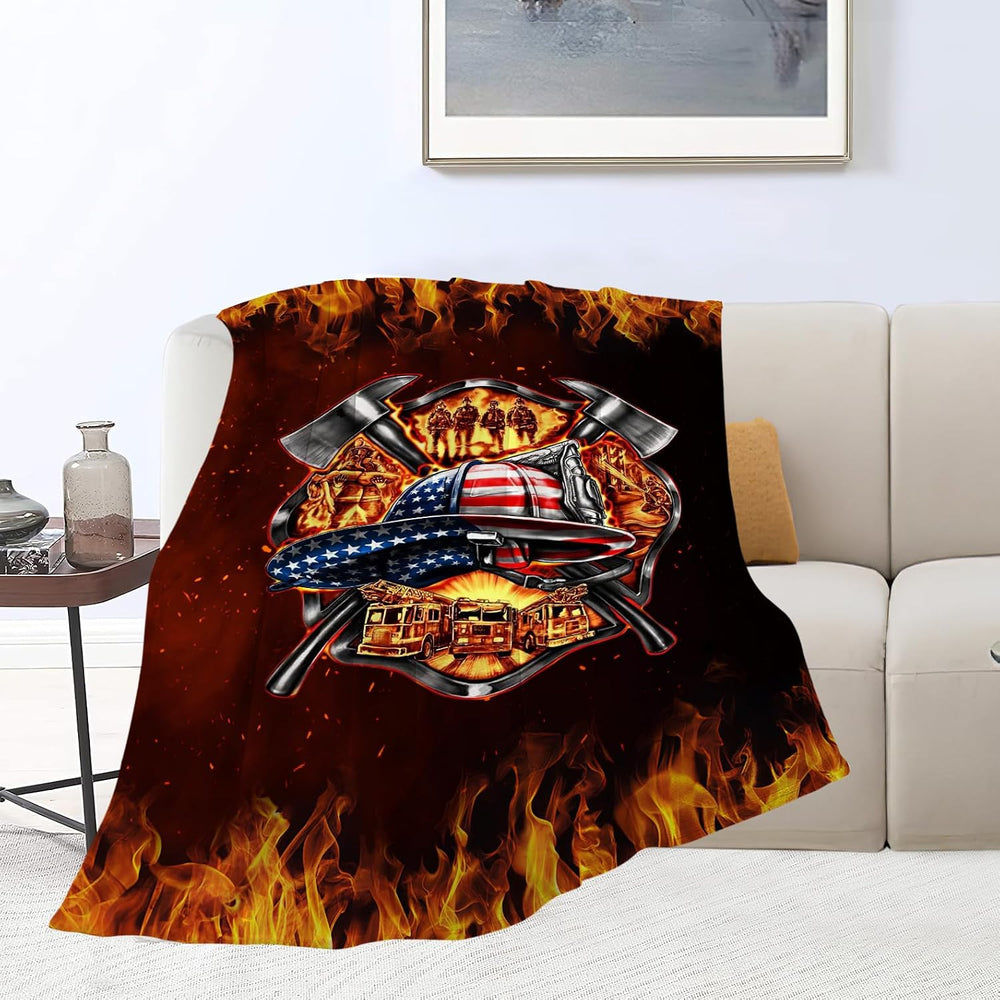 Firefighter Blanket, Fire Fighter Throw Blankets, Fireman Gifts for Men Firef...