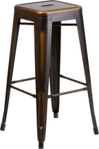 Flash Furniture Kai Commercial Grade 4 Pack 30" High Backless Distressed Copper Metal Indoor-Outdoor Barstool