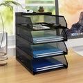 Natwind 4-Tier Desk Organizer,Stackable Paper Tray, Desk Accessories,Metal Mesh Desktop Organizer, Paper Sorter, Letter Trays,File Document Storage Rack for for Home, Office, School (Black)