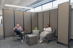 Versare Room Divider 360 Portable Wall Partition | Folding Panels | Large Freestanding Divider | Locking Wheels | Temporary Room Separator | 25' x 7'6'', Warm Pebble