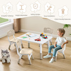 DOREROOM Toddler Table and 4 Chairs Set, Marble Top, No-Screw Legs, Natural | Graffiti Desktop, 31.5"L x 23.6"W, Frameless, Kids Ages 3-8, FSC-certified, Children Activity for Daycare, Classroom, Home