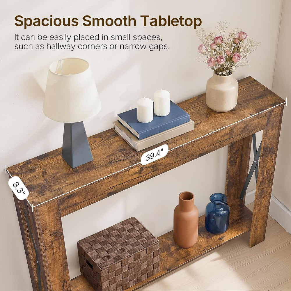 YATINEY Farmhouse Console Table, 39.4'' Small Narrow Entryway Table, ...