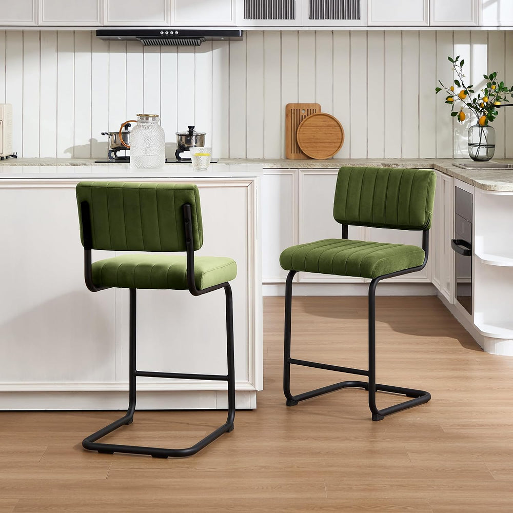 Flouki 24.6 Inches Bar Stools Set of 2, Cantilever Counter Height Barstools, ...