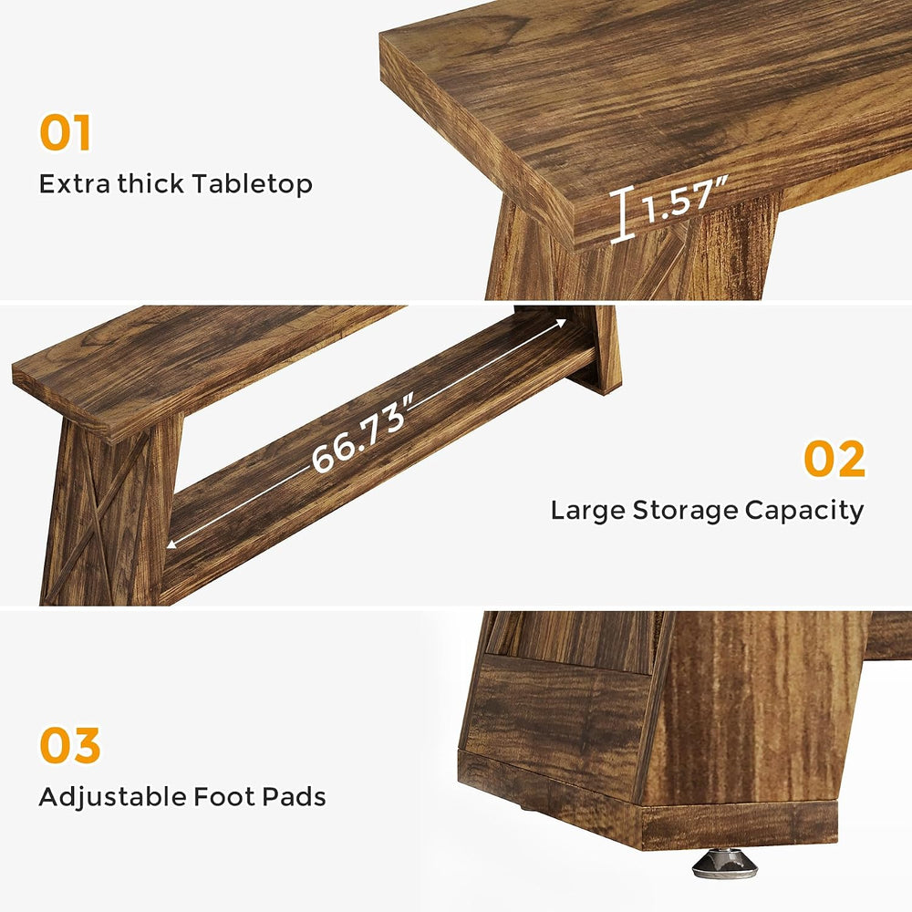70.9" Extra Long Entryway Table, Farmhouse Wood Console Table with Stora...