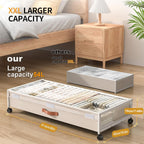 Under Bed Storage with Wheels, XXXL Larger Under Bed Storage Containers with Clear Lids, 36'' Lengthen Under Bed Shoe Organizer for Shoes Clothes(White 2 Pack, XXXL(36"x16.6"x7.48"))